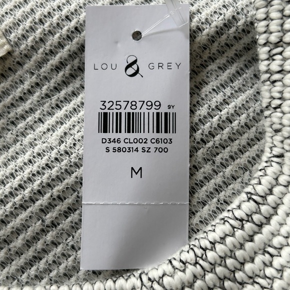 LOU & GREY NWT Tweedy Sweatshirt Sweater Black White Soft Knit Medium - Picture 8 of 11